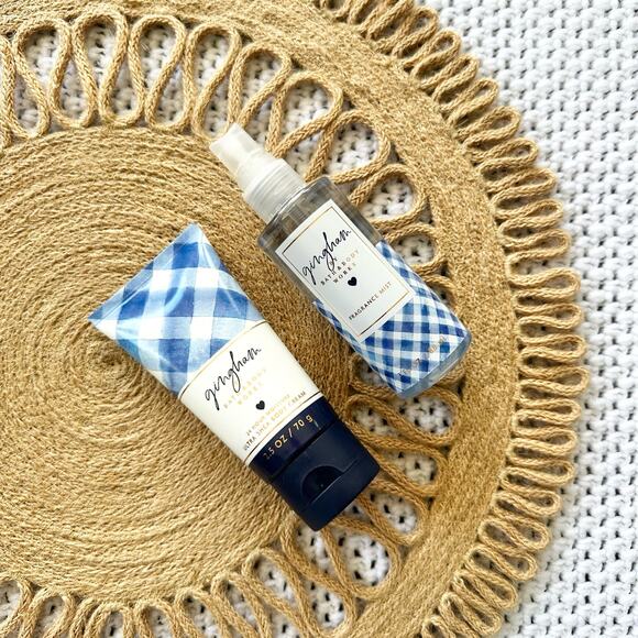 Bath & Body Works Other - Gingham By Bath & Body Works Blue Set Body Cream Spray Travel Size 3 Oz New